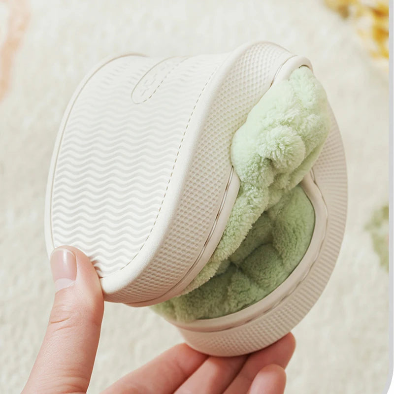Women's Fuzzy Plush Slippers – Warm Soft Sole Indoor Slides