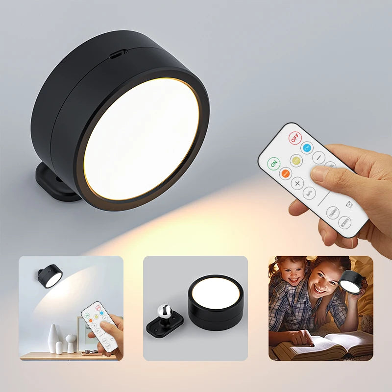 360°Rotatable LED Wall Lamp Rechargeable RGB&3Color Magnetic LED Spotlight Touch Remote Control For Bedroom Living Room Lighting Peaceful Pleasures Health and Wellness