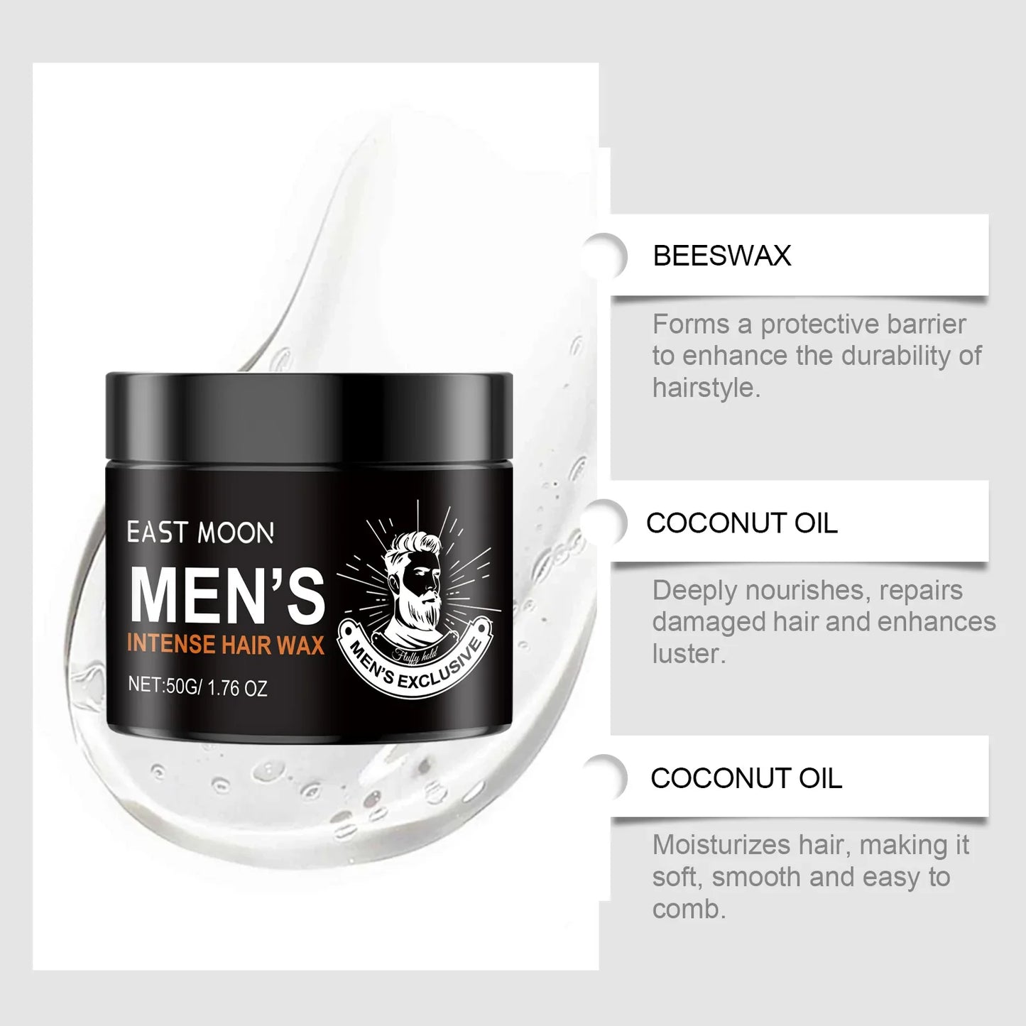 East Moon Styling Hair Wax Men's Hair Lasting Styling Hair Wax Refreshing Fluffy Salon Keep Hair Style Hair Puff Hair Styling Peaceful Pleasures Health and Wellness