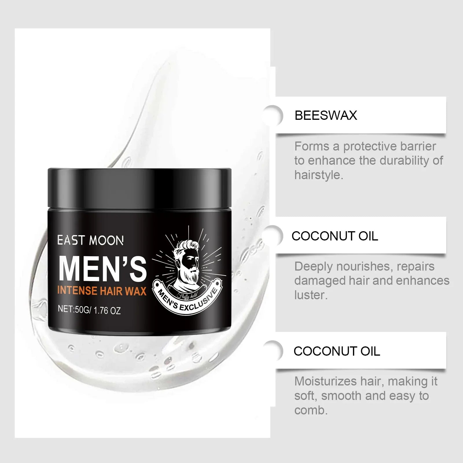 East Moon Styling Hair Wax Men's Hair Lasting Styling Hair Wax Refreshing Fluffy Salon Keep Hair Style Hair Puff Hair Styling Peaceful Pleasures Health and Wellness