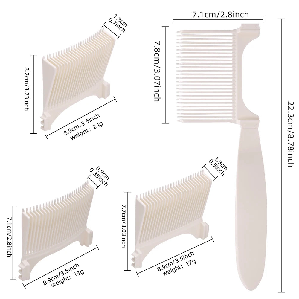Haircutting Comb Set for Men - Precision Styling Comb and Hair Clipper Guide for Perfect Flat Top and Slicked Back Hairstyles Peaceful Pleasures Health and Wellness white