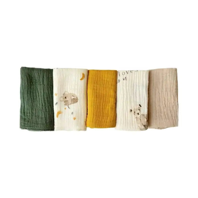 5-Pack Baby Burp Cloths | 4-Layer Soft Cotton Face Towels