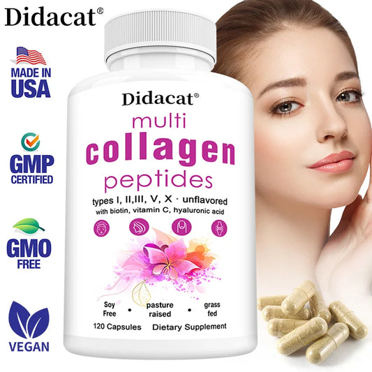 Multi-collagen Peptides - Anti-aging, Brightening Skin Tone, Firming Skin, Hair, Nail, Skin, and Joint Health Supplements Peaceful Pleasures Health and Wellness
