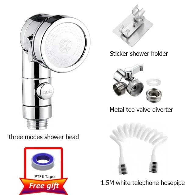 3-Way Faucet Diverter Valve & Handheld Shower Head Adapter Set