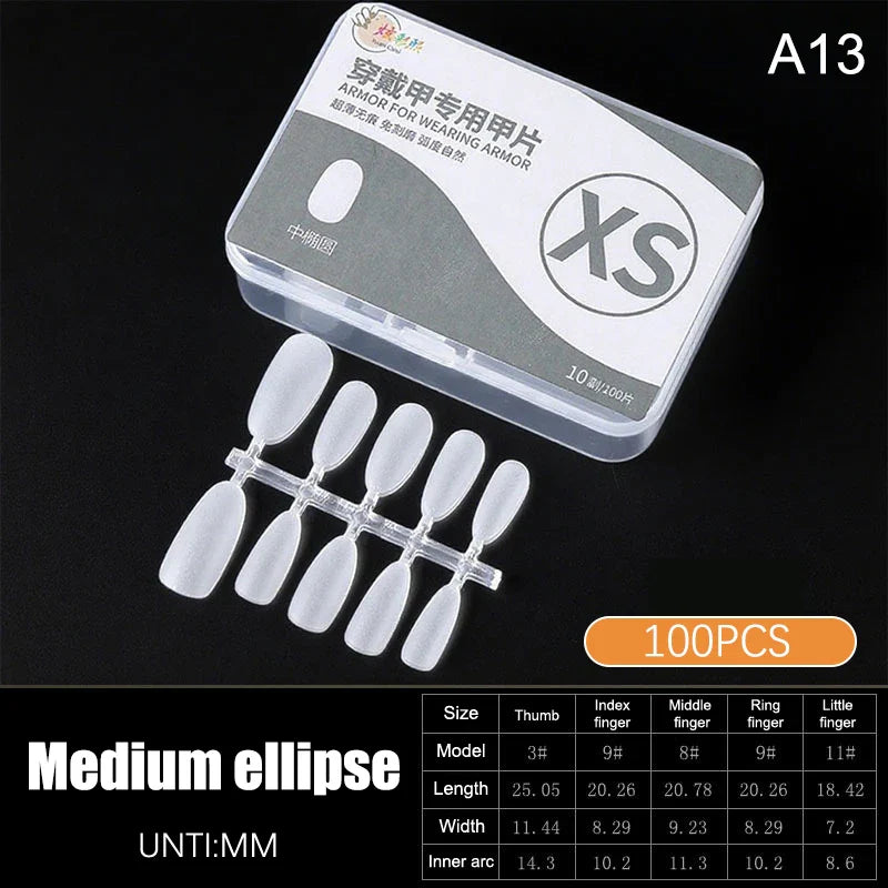 100pcs Clear Press-On Nail Tips – Full Cover Ultra-Thin False Nails