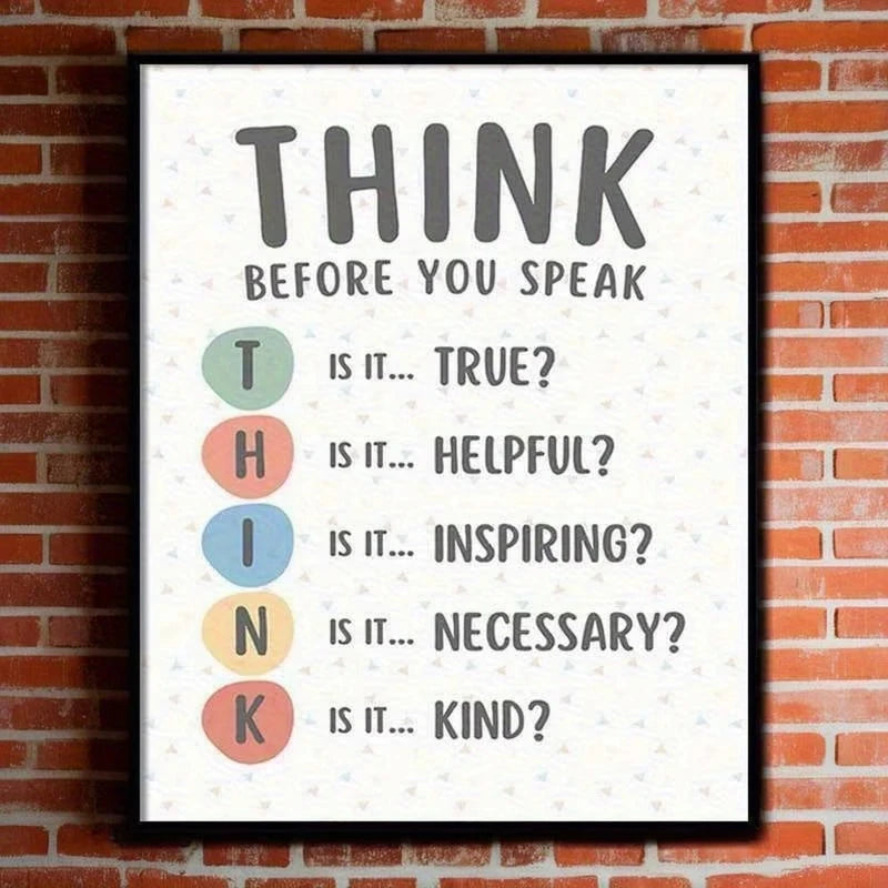 Nordic,Modern THINK Before You Speak" Calming Corner Wall Art Print Canvas Painting Poster Picture For Living Room Home Decor Peaceful Pleasures Health and Wellness