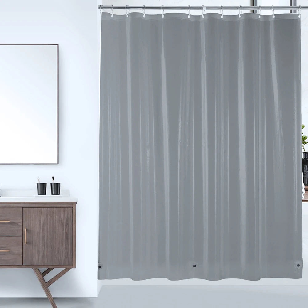 Clear Shower Curtain Waterproof White Plastic Bath Curtains Liner Transparent / Pink Bathroom Mildew PEVA Home Luxury with Hooks Peaceful Pleasures Health and Wellness Light Grey