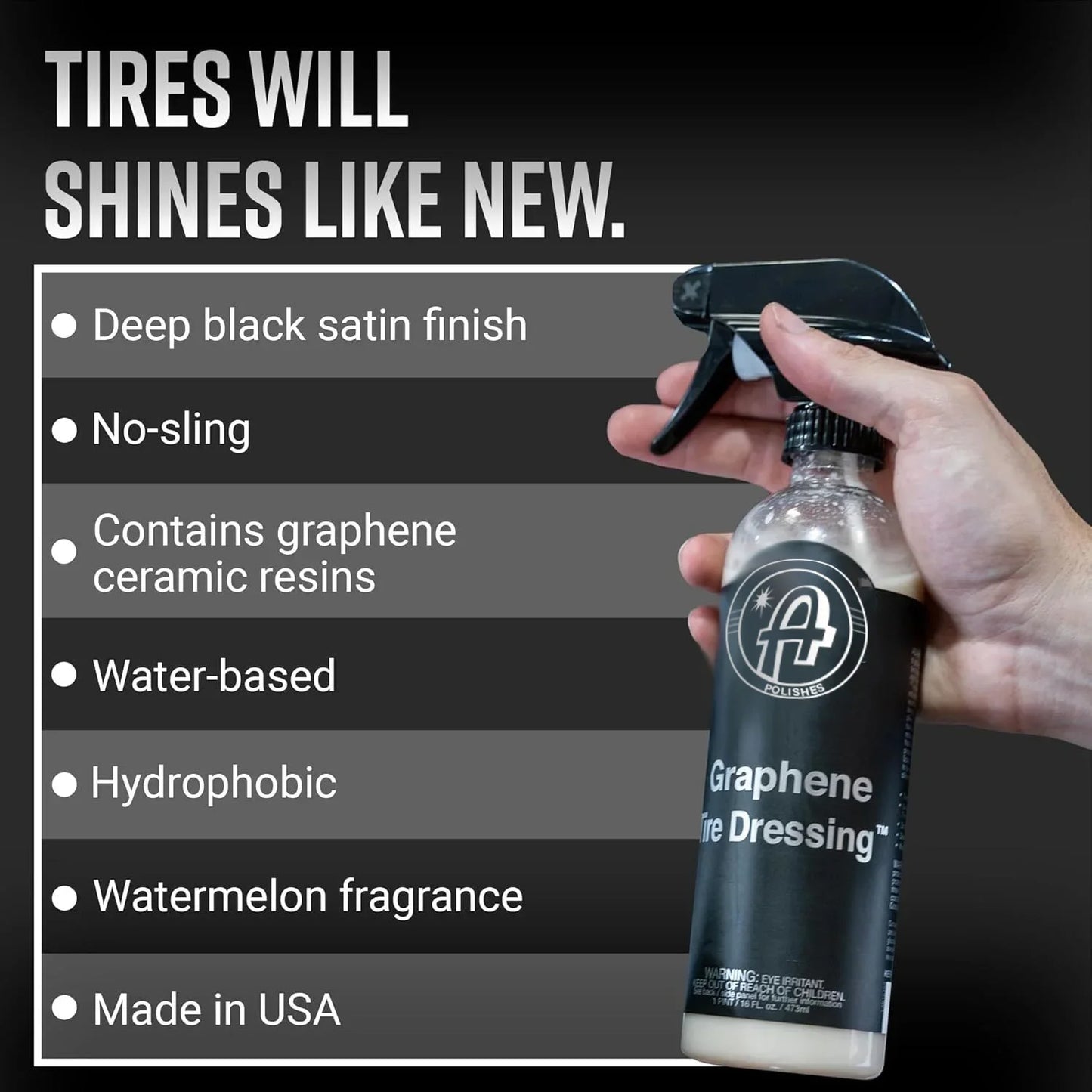 Polishes Graphene Tire Dressing Combo VRT Vinyl Rubber Tire Trim UV Protection Water Repellent Graphene Ceramic Infused Formula Peaceful Pleasures Health and Wellness