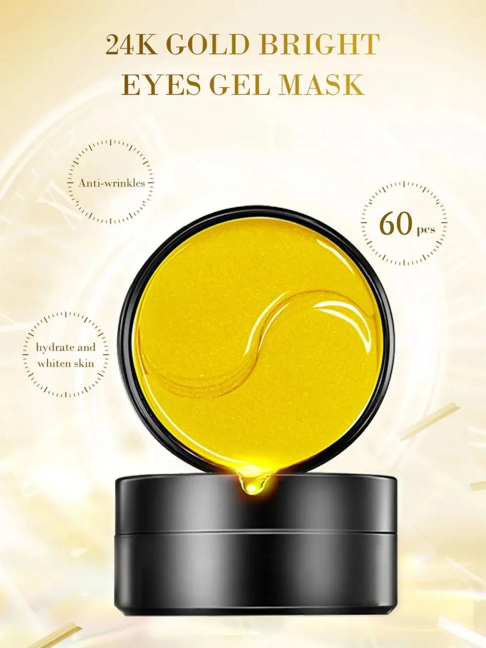 60pcs Golden Moisturizing Eye Mask for Eye Fatigue Relief Peaceful Pleasures Health and Wellness