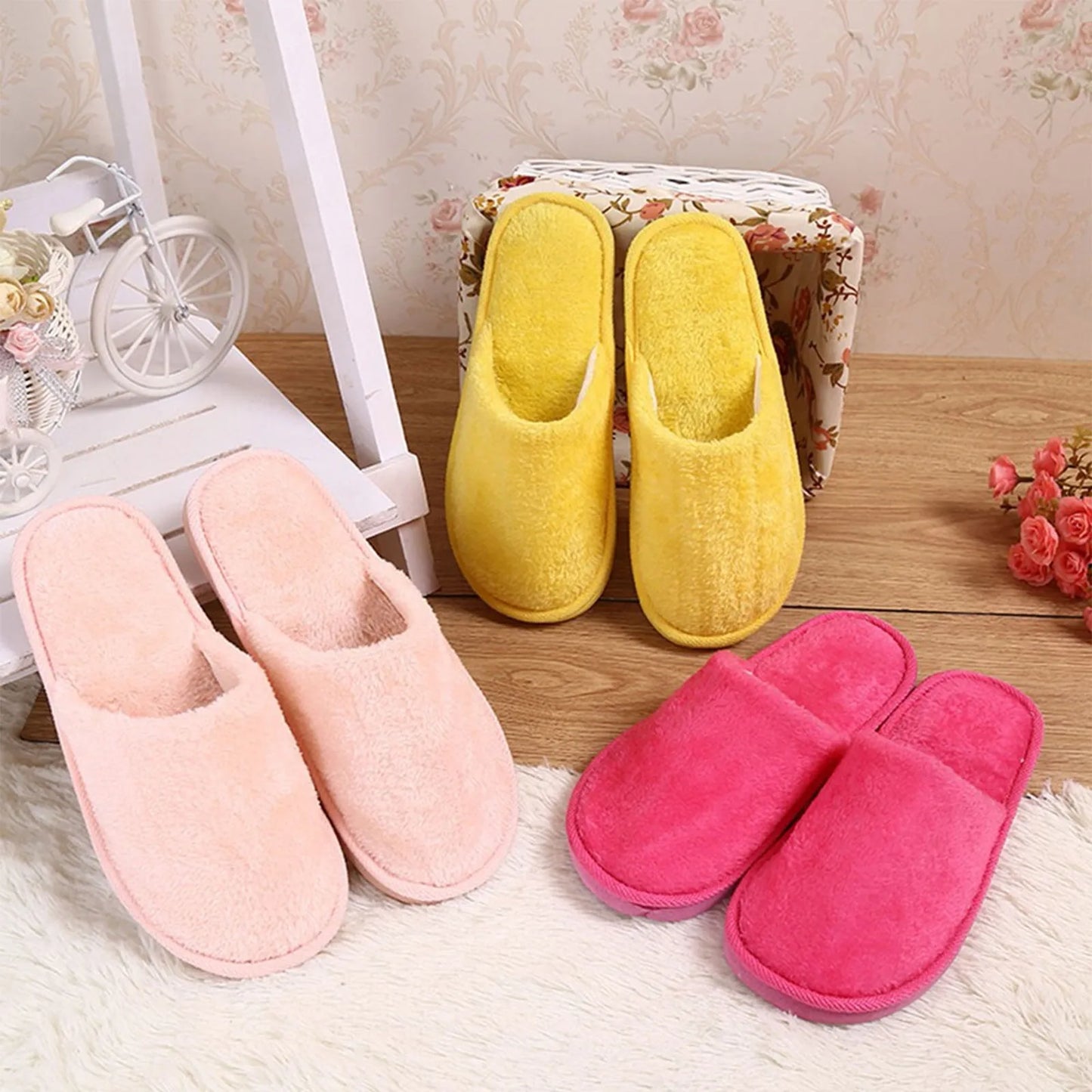 Women's Warm Plush Indoor Slippers – Soft Fuzzy Slip-On