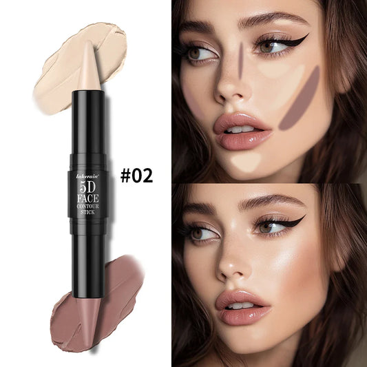 Lakerain 5D Dual-Ended Contour & Highlighter Stick | 4 Shades Contour & Highlighter Stick Oasis Select 2White and Cocoa