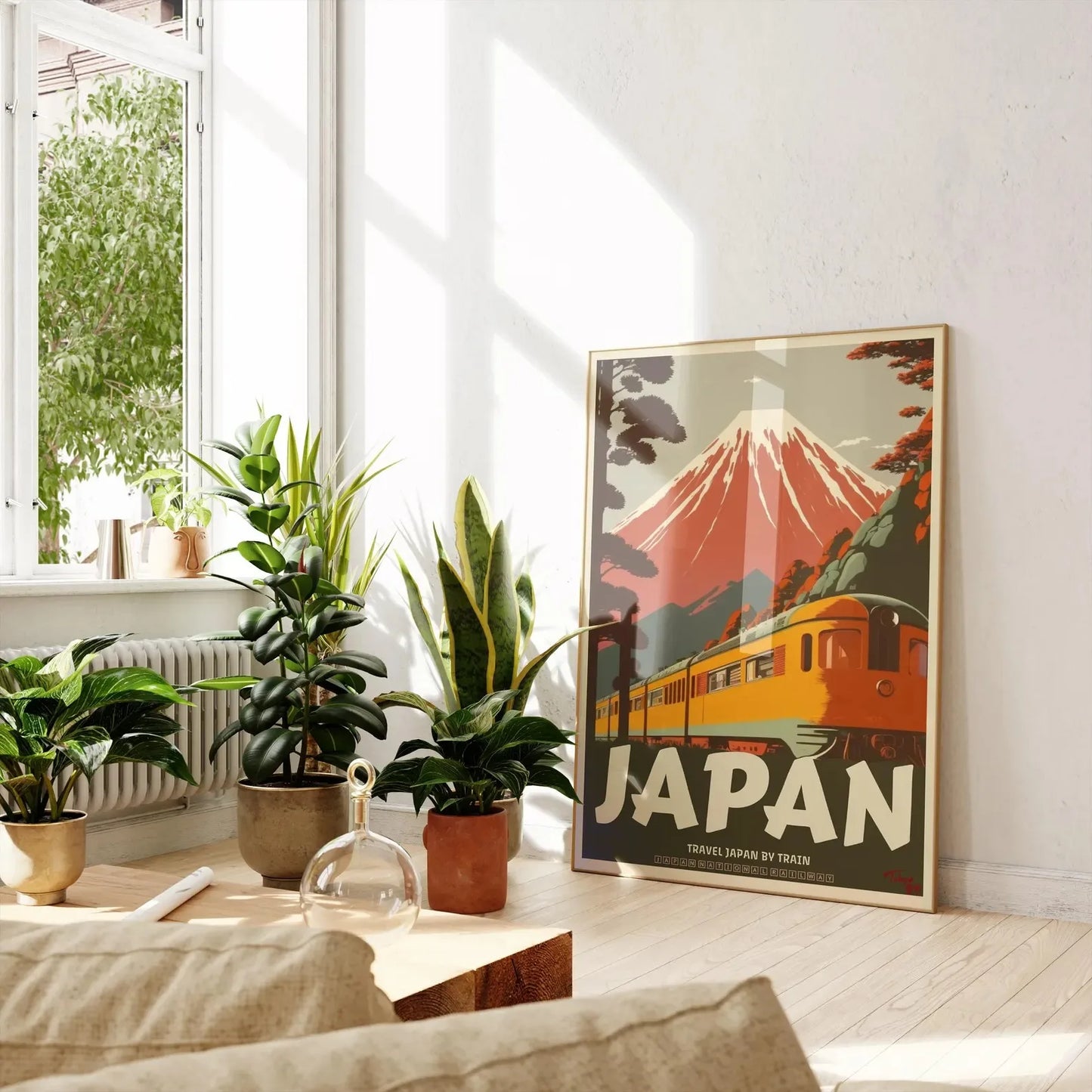 Retro Japanese Railway Canvas Print | Tokyo Rainy Night Wall Art