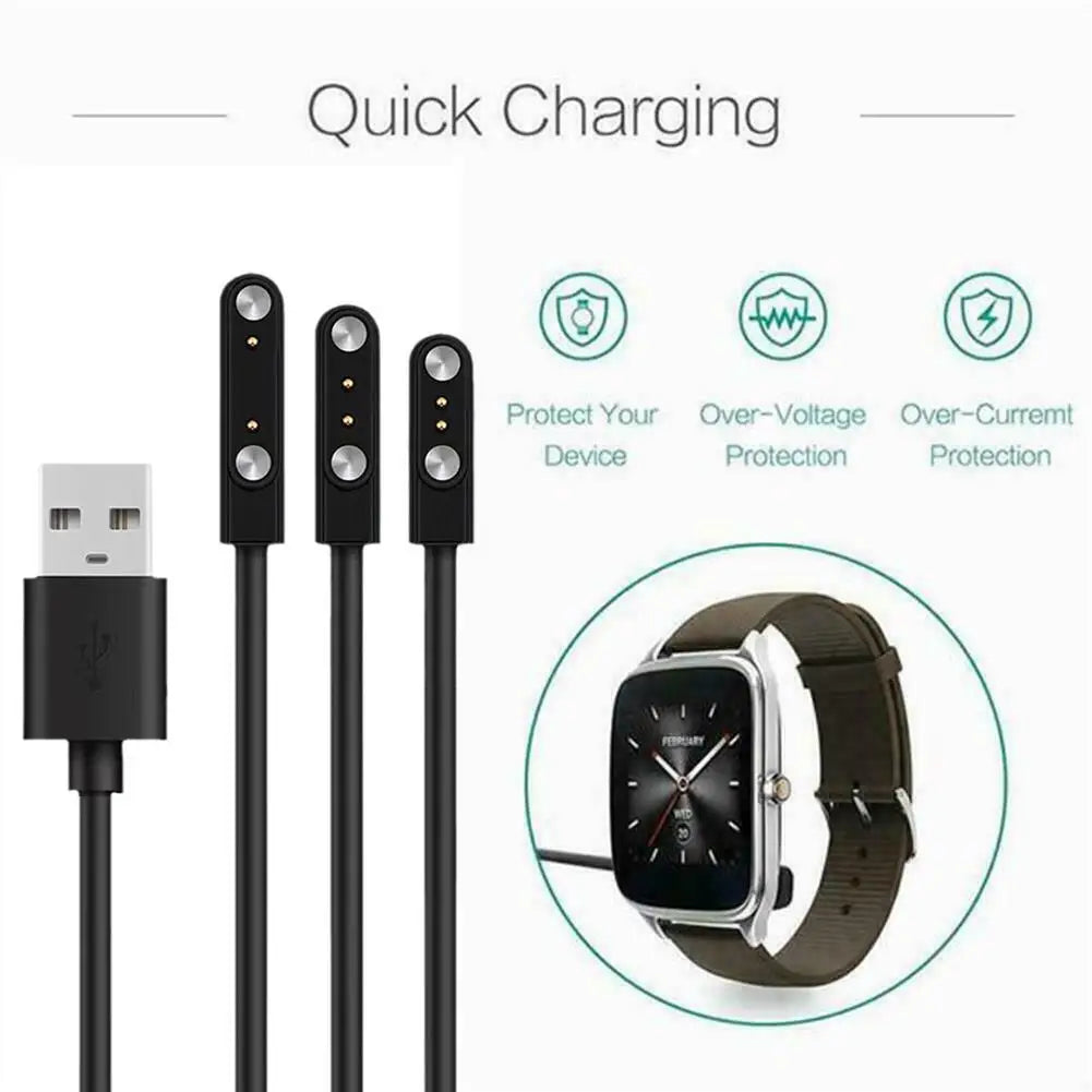 Universal Smartwatch Magnetic Charging Cable – 2-Pin USB Dock (2.84mm / 4mm / 7.62mm) Peaceful Pleasures Health and Wellness