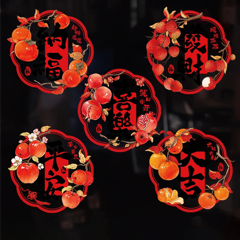 10pcs Chinese New Year Window Cling Stickers Festive Window Decals For Spring Festival No Glue Glass Stickers Decorations Peaceful Pleasures Health and Wellness 30 Set E