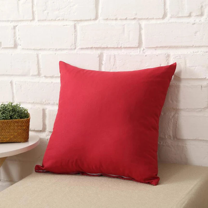 40*40cm Pillow Case Solid Color Sofa Cushion Backrest Pillowcase Family Living Room Cushion Waist Cushion Cover For Household Peaceful Pleasures Health and Wellness Wine red 40x40cm