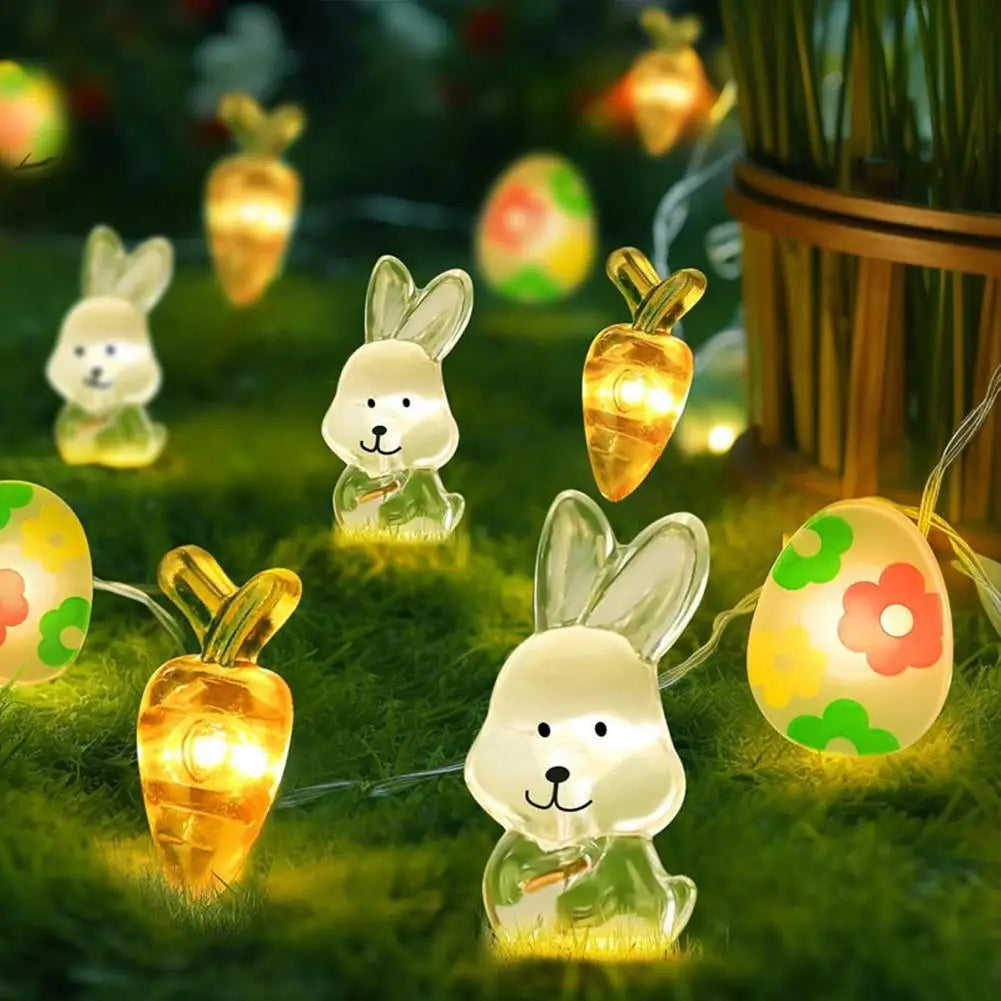 Easter LED String Lights 2M 20 LED Bunny Carrot Egg Décor