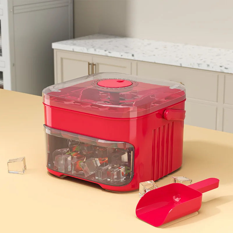 New 50 Grid Ice Tray Ice Mold with Storage Cover and Handle Stackable Silicone Ice Mold Kit for Easy Removal From Refrigerator Peaceful Pleasures Health and Wellness Brilliant red