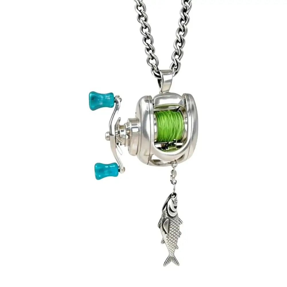 Fishing Reel Necklace – Spinning Pendant Gift for Anglers