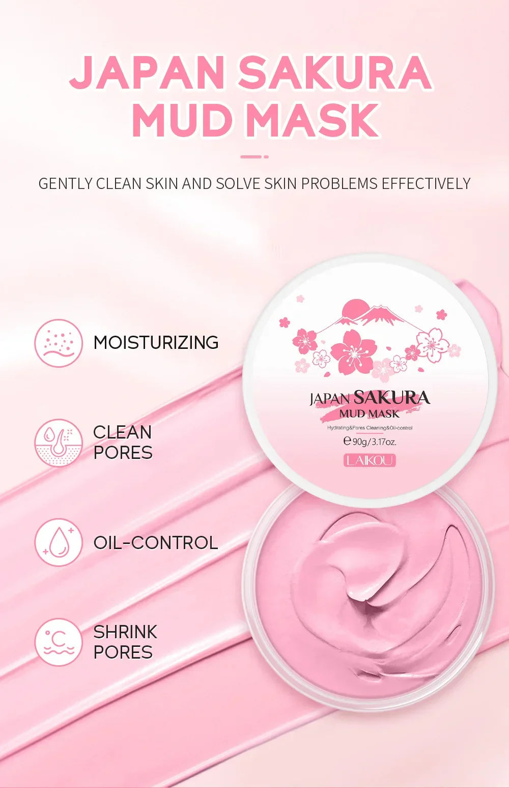 Laikou Sakura Mud Mask – Pore Shrinking & Oil Control
