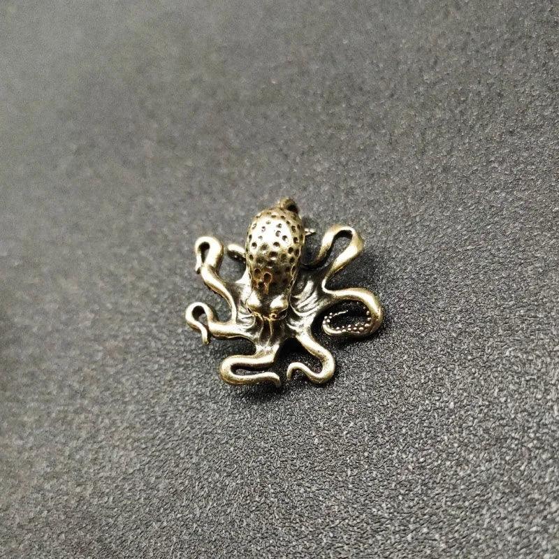 Brass Octopus Figurine - Antique Copper Desk Ornament Peaceful Pleasures Health and Wellness
