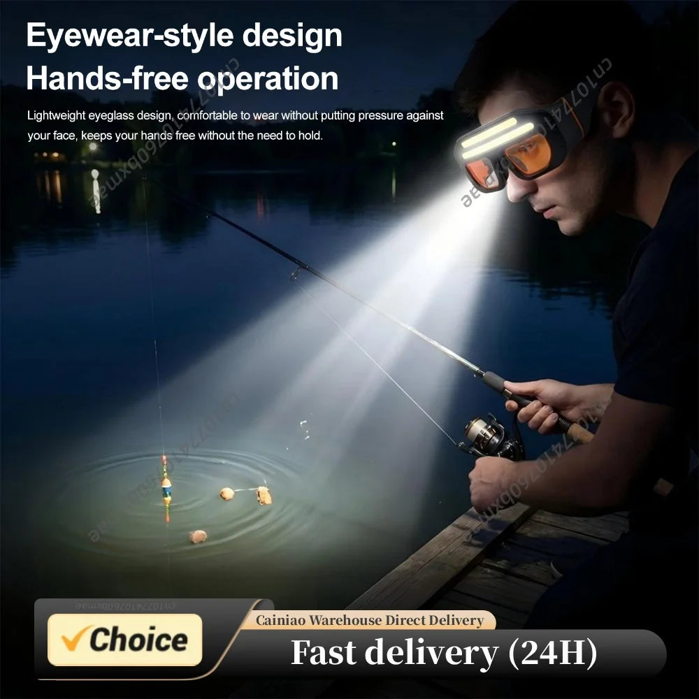 LED COB Double Light Source Protective Eyewear IPX4 Waterproof Headlight Light Up Glasses Headlamp for Camping Hiking Running Peaceful Pleasures Health and Wellness Default Title