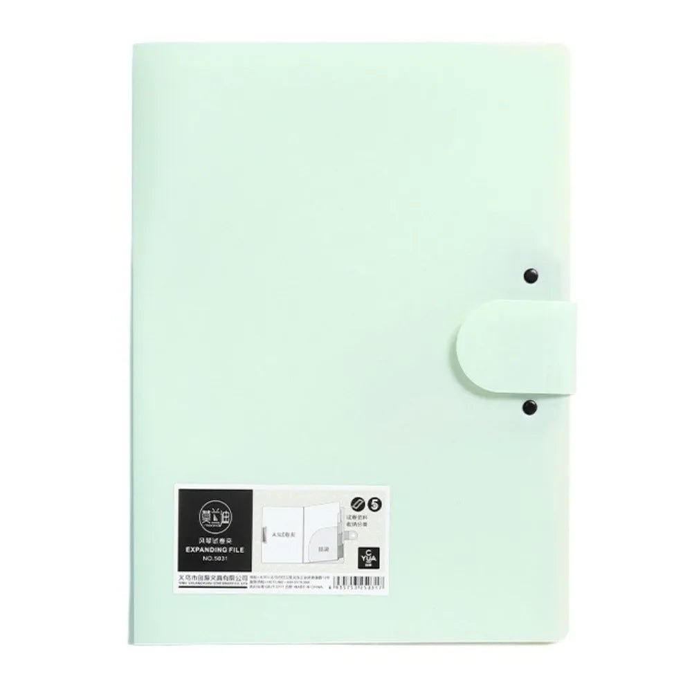 8 Pockets Expanding File Folder A4 Multi-layer File Organizer Portable Waterproof Document Storage Bag Contract Invoices Peaceful Pleasures Health and Wellness Green