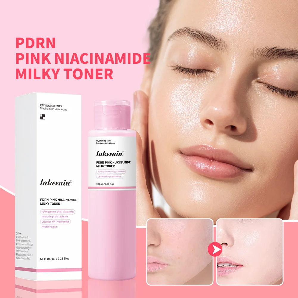 PDRN Pink Niacinamide Milky Toner for Hydrating Moisturizing Soothing Ceramide Glass Glow Skin Milky Toner Korean Skincare Peaceful Pleasures Health and Wellness