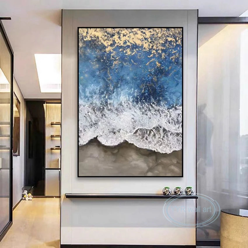 Canvas Wall Art Oil Painting 100% Handmade Abstract Tide Decoration Poster Living Room Light Luxury Picture Porch Acrylic Mural Peaceful Pleasures Health and Wellness