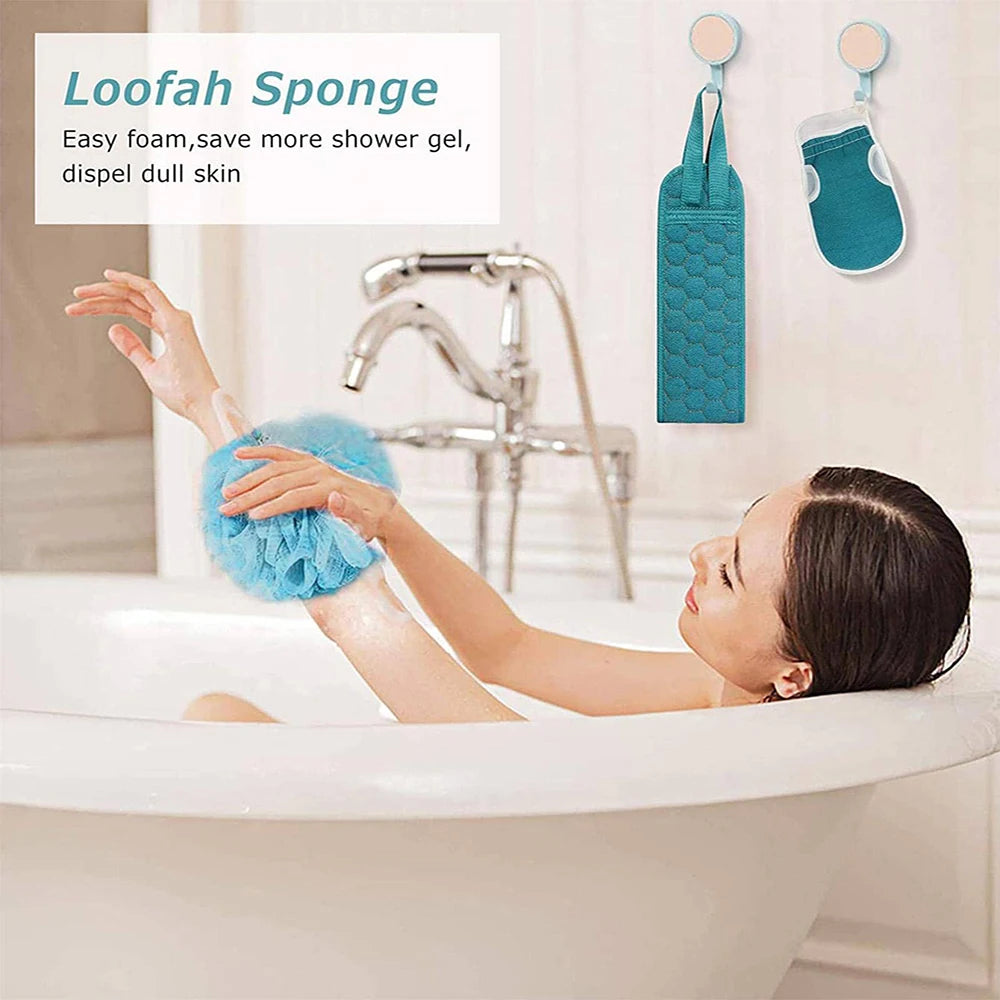 3-Piece Exfoliating Body Scrubber Set – Back Scrubber & Loofah