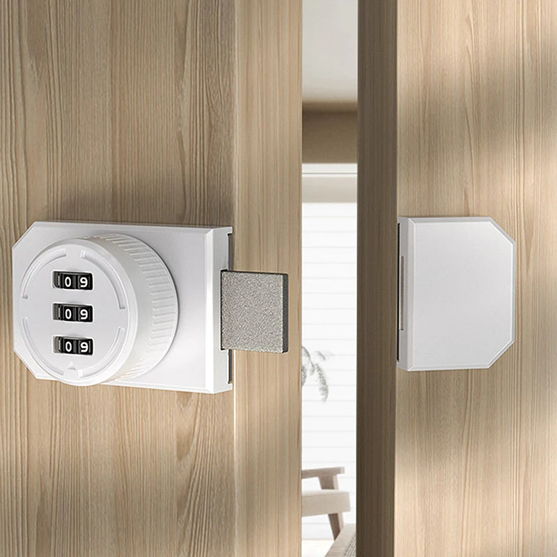 New 1 Set No-Punch Combination Door Lock 3 Digit Password Cabinet Locks With Combination Latch For Closet Door Door Peaceful Pleasures Health and Wellness