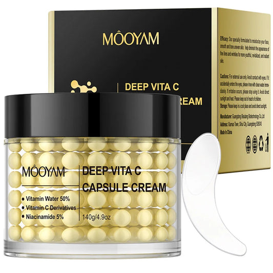 Deep Vitamin C Golden Capsule Hydrating Face Moisturizer, Hydrating Night Face Cream Antioxidant Protection,Lightweight Skincare Peaceful Pleasures Health and Wellness