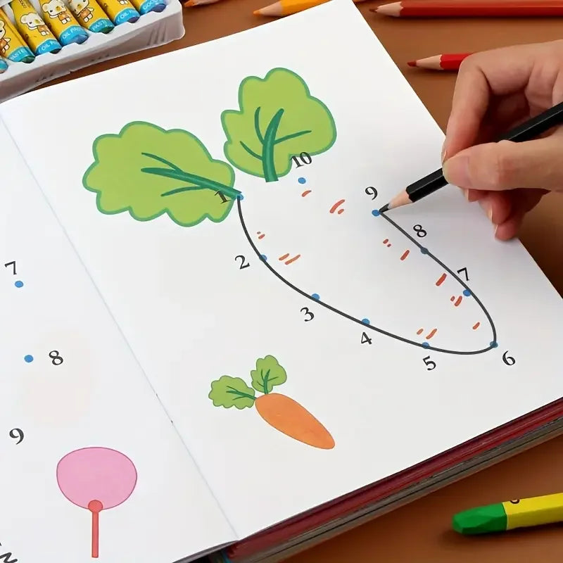 8 Books Coloring Book Children Featuring Connect-the-dots Designs