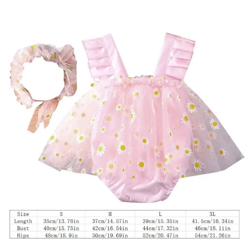 Baby Girl Mesh Romper Dress & Hairband Set – Newborn Photo