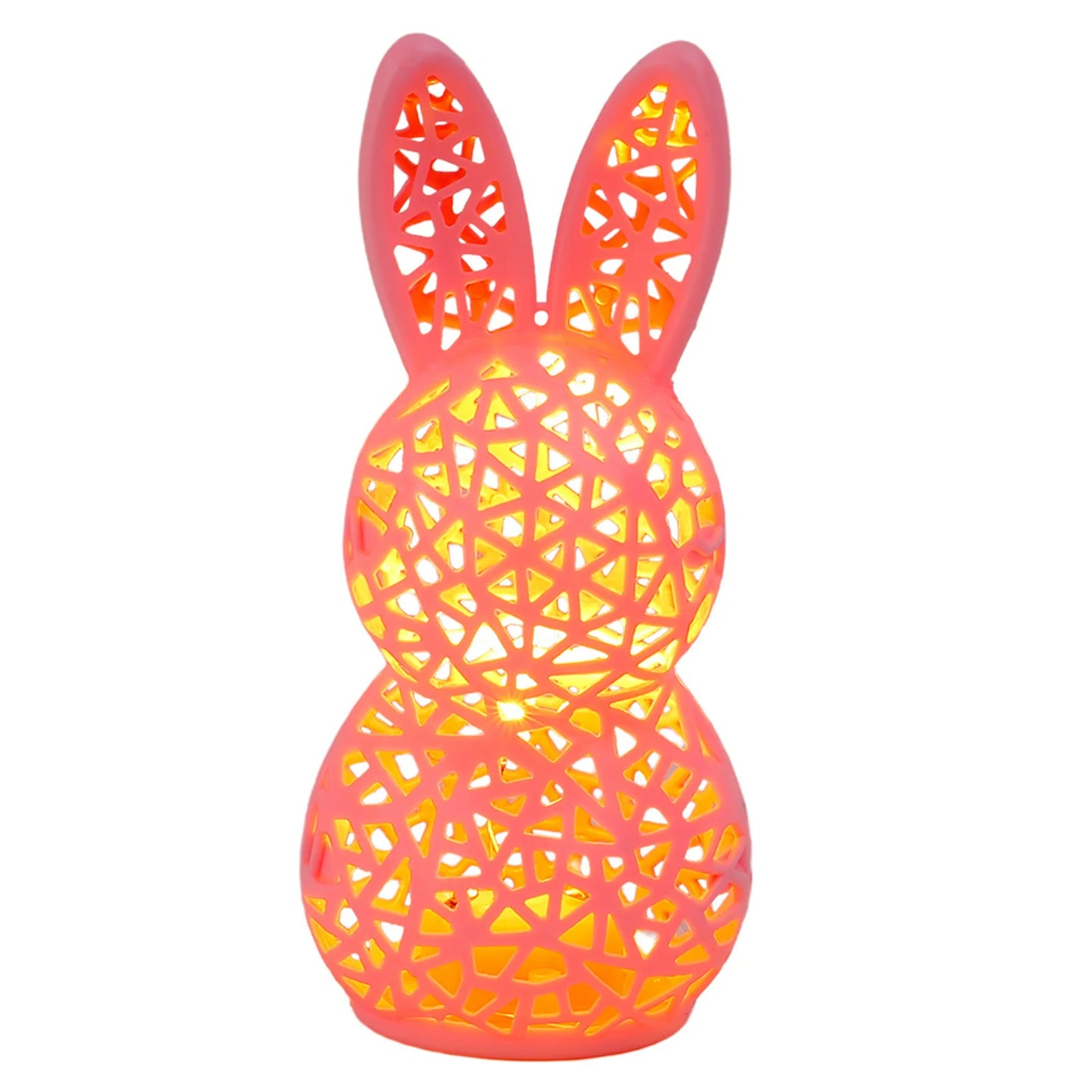 Easter Portable Animal Nightlight 3D Printed LED Lighted Hollow Out Bunny Figurine Party Favors Easter Basket Stuffers for Kids Peaceful Pleasures Health and Wellness Pink