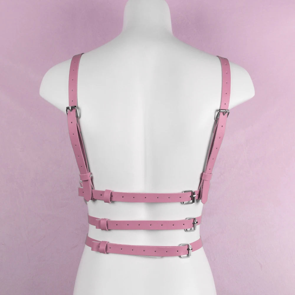 Pink UYEE Women Sexy Harness Belt Leather Lingerie Body Gothic