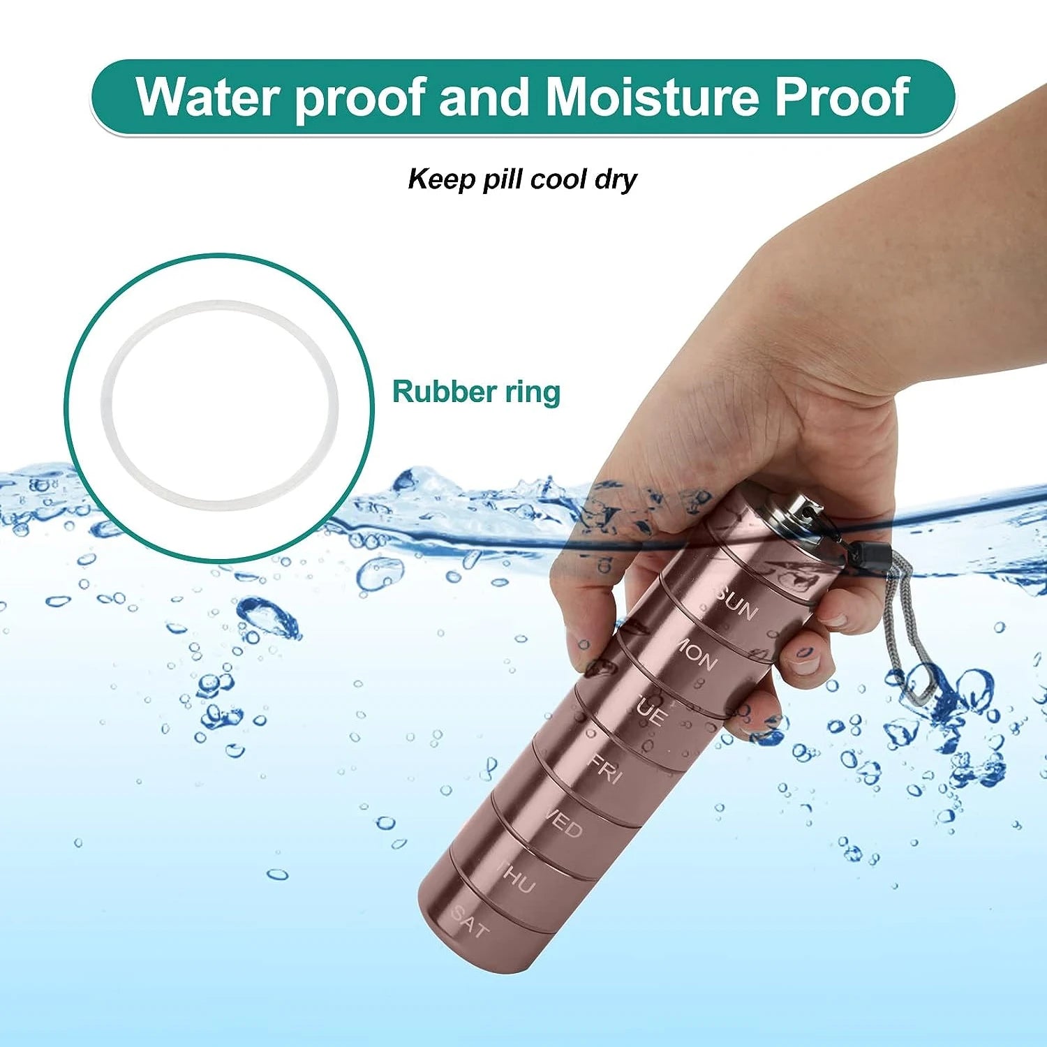 New Portable Pill Case for Travel Metal Pill Organizer Waterproof Pill Box Pill Case Container Medicine Bottle Organizer Weekly Peaceful Pleasures Health and Wellness