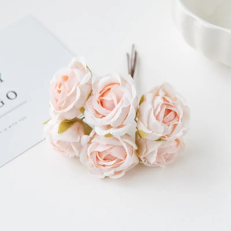 Silk Tea Rose Artificial Flower Bouquet for Wedding & Home Décor