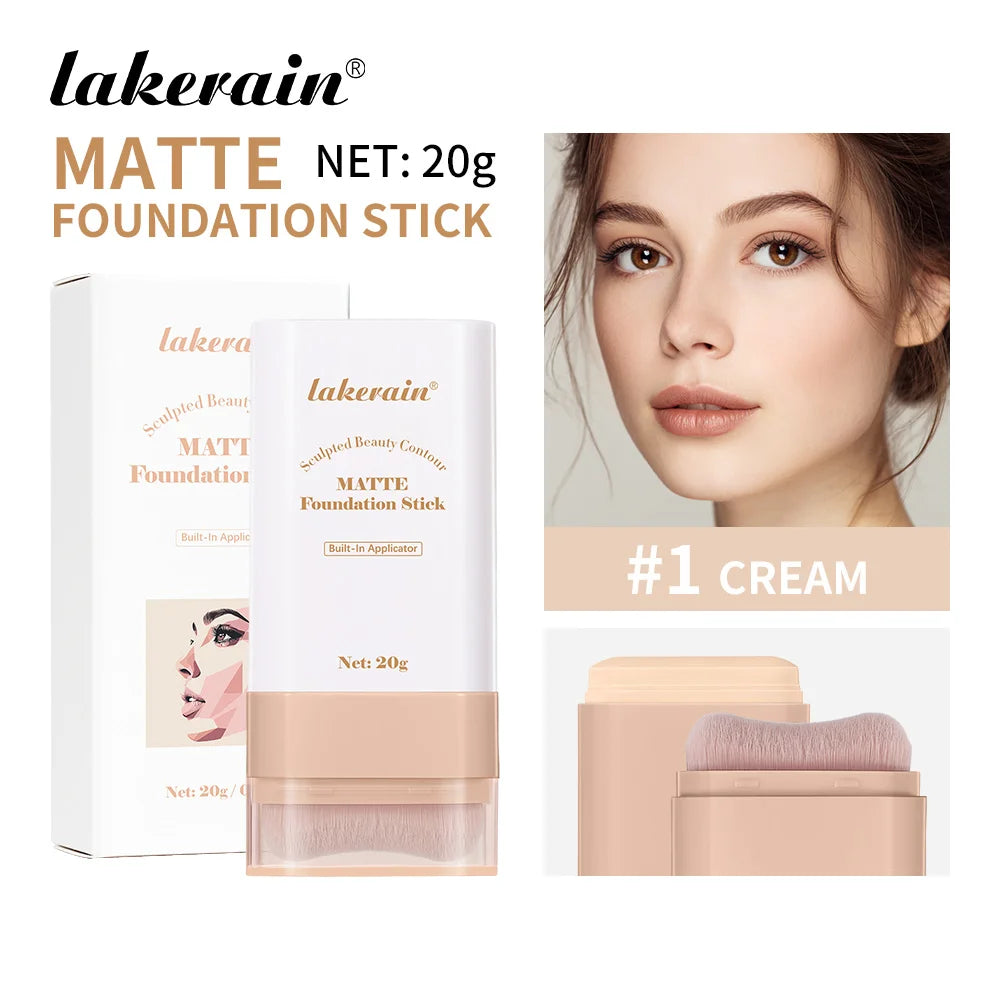 Lakerain Matte Foundation Stick Powerful Coverage Brighten Skin Tone Not Easy Melt Lightweight Smooth Texture Foundation Stick Peaceful Pleasures Health and Wellness Cream