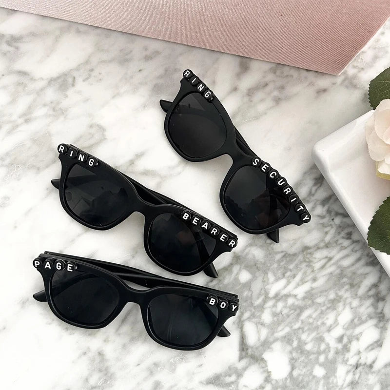 Page Boy Black Square Sunglasses | Ring Bearer Gift for Boys