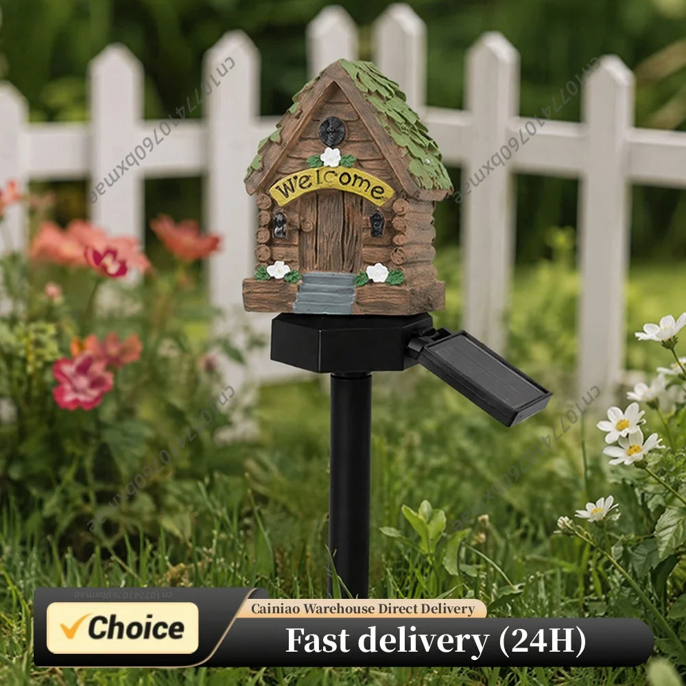 Solar-Powered Resin Lamps Weather-Proof Waterproof Landscape Lighting Mushroom House Statue Lawn Lights For Garden Decoration Peaceful Pleasures Health and Wellness