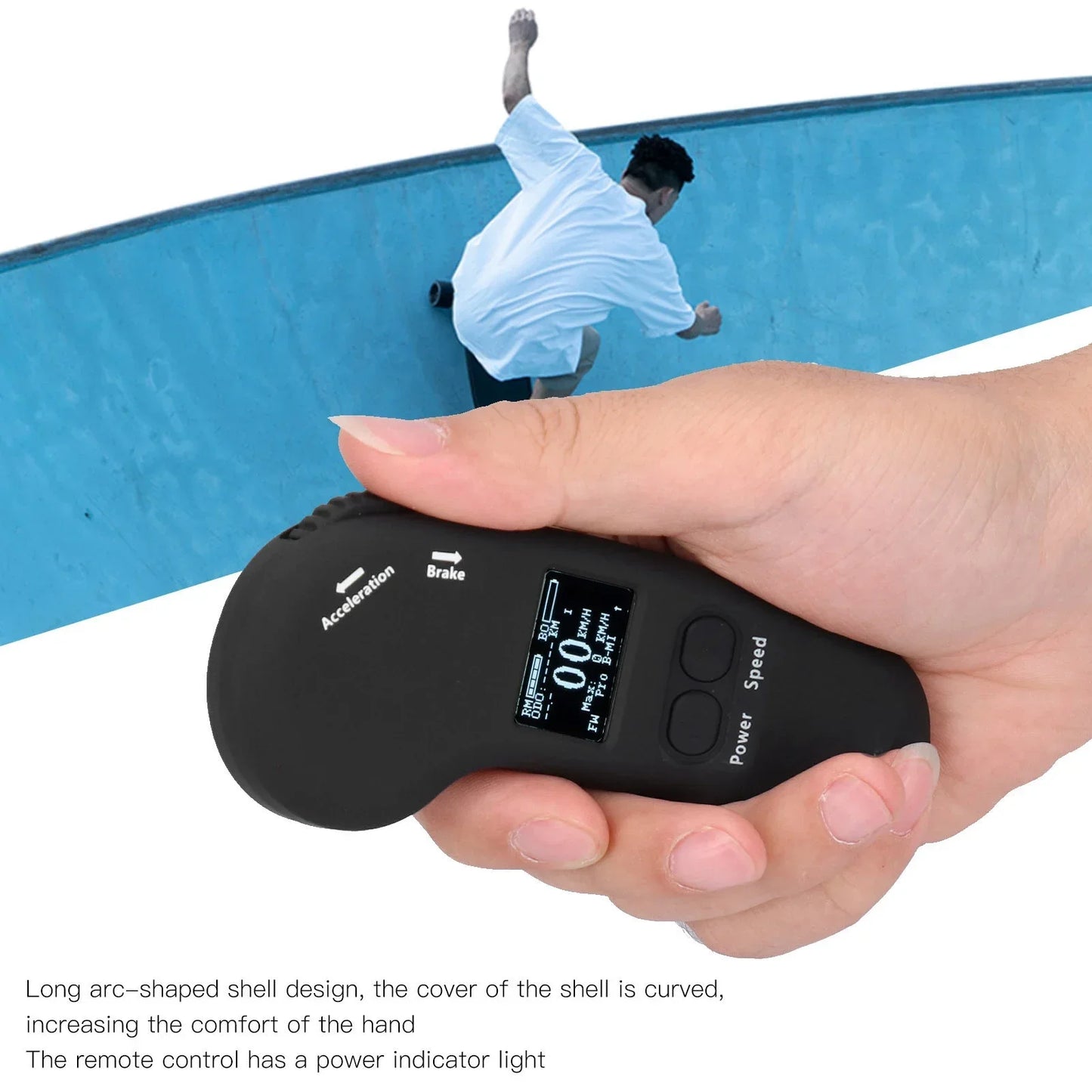 Electric Skateboard Wireless LED Display Remote Control Adjustable