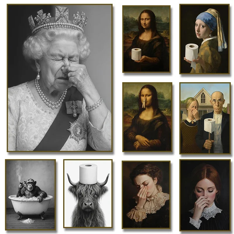 Funny Victorian Queen Bathroom Canvas Wall Art | Toilet Humor