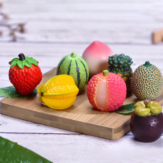 Miniature Resin Fruit Figurines – Litchi & Strawberry Desk Decor Miniature Figurine Oasis Select