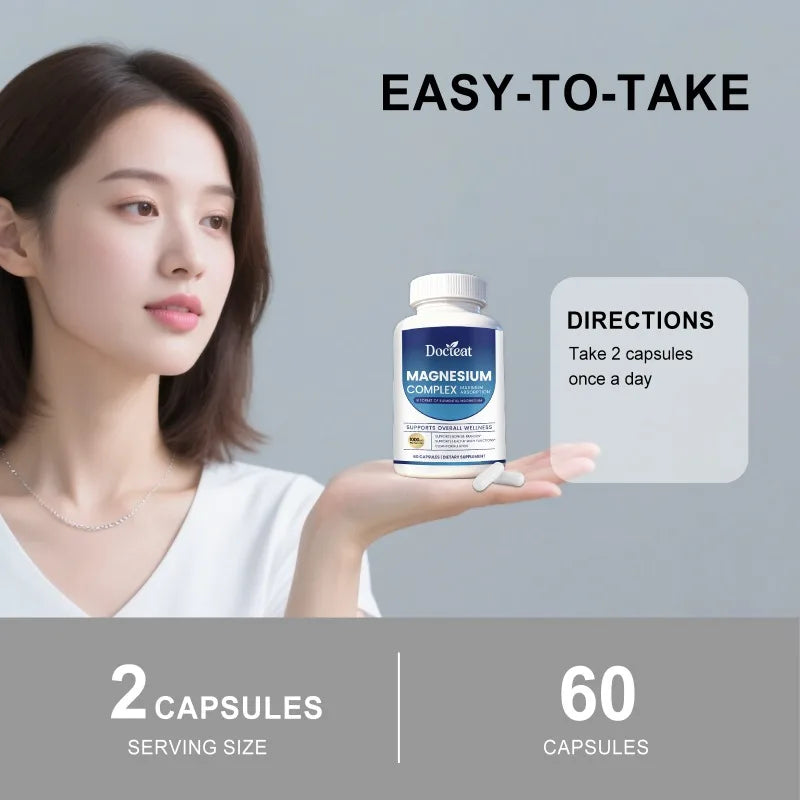 Docteat Composite Magnesium Capsules | Easy-Absorb Adult Formula