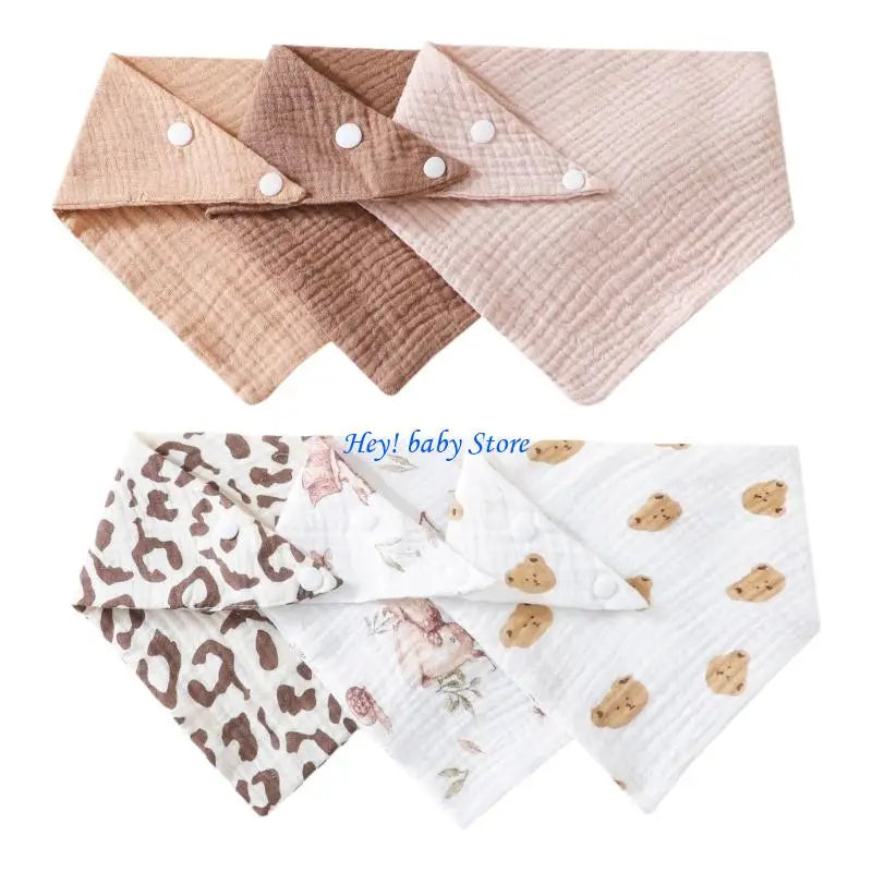 6-Pack Muslin Cotton Baby Bibs – Soft Drool & Feeding Bibs