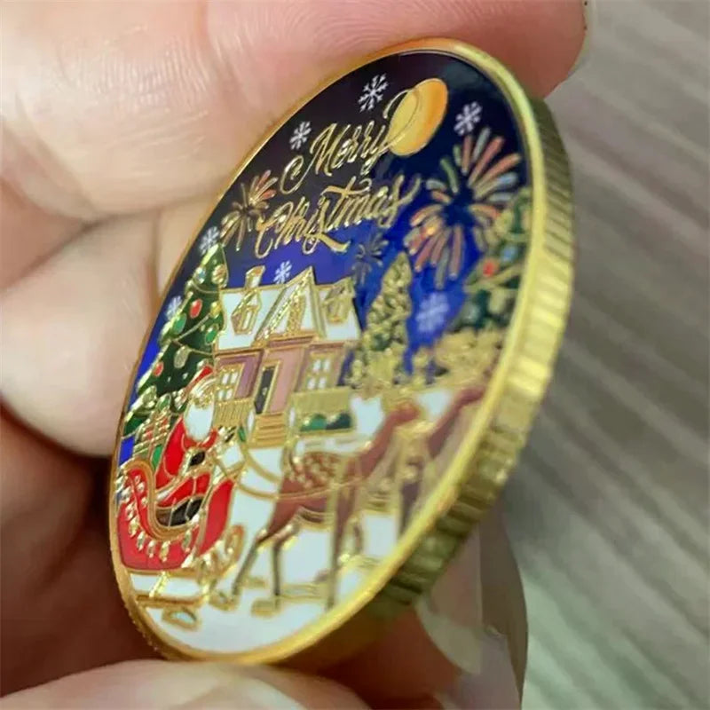 Merry Christmas Gold Metal Commemorative Souvenir Coin