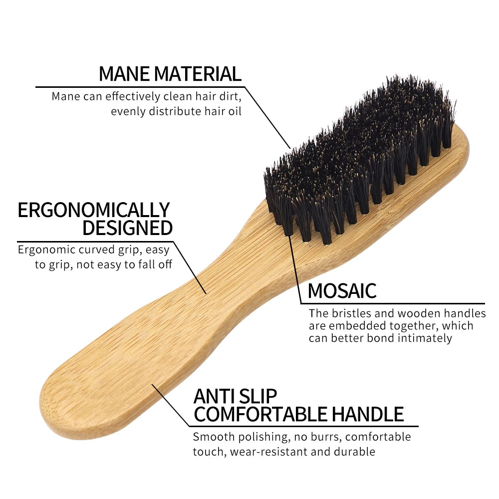 Salon Barbershop Wooden Handle Boar Bristle Beard Brush Soft Hair Cleaning Brush Broken Hair Remove Comb Men Beard Shaving Tools Peaceful Pleasures Health and Wellness