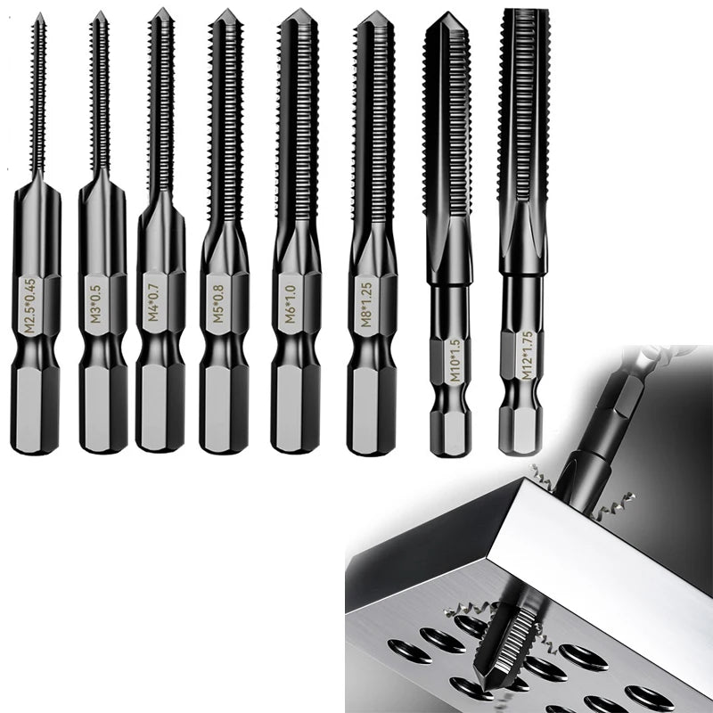 HSS 6542 Tap Drill Bit Hex Shank Thread Metric 2 5- Screw Taps Tool