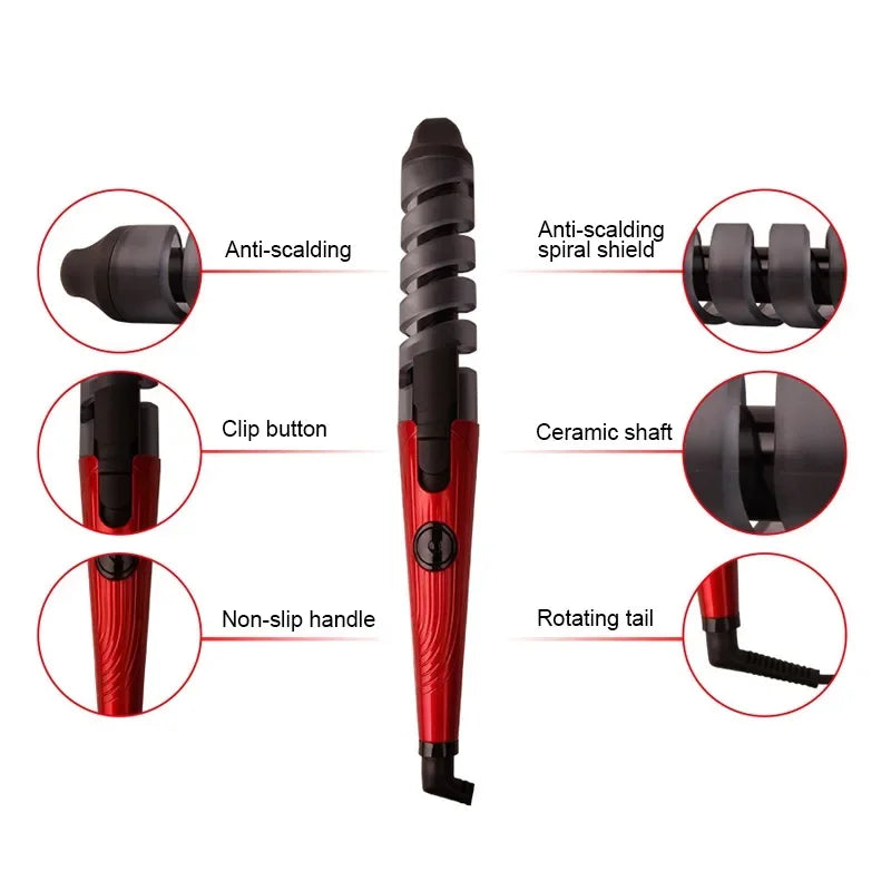 Professional Fast-Heating Electric Hair Styler - Magic Spiral Curling Iron Roller, Pro Styling Tool Peaceful Pleasures Health and Wellness