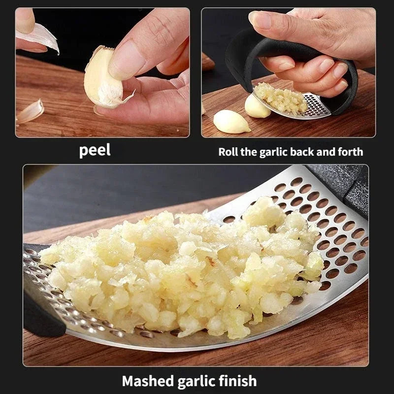 Stainless Steel Manual Garlic Press & Crusher | Kitchen Tool